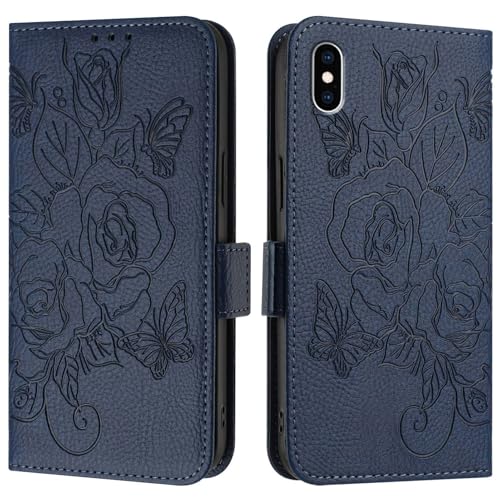 ADVDJBV Telefonzubehör Kompatibel mit iPhone XS Max-Hülle, Brieftaschen-Hülle, schmale Flip-Folio-Hülle aus PU-Leder, stoßfeste Schutzhülle mit Kartenfächern + Handschlaufe Telefonabdeckung(Blue) ADVDJBV Telefonzubehör Kompatibel mit iPhone XS Max-Hülle, Brieftaschen-Hülle, schmale Flip-Folio-Hülle aus PU-Leder, stoßfeste Schutzhülle mit Kartenfächern + Handschlaufe Telefonabdeckung(Blue) von ADVDJBV
