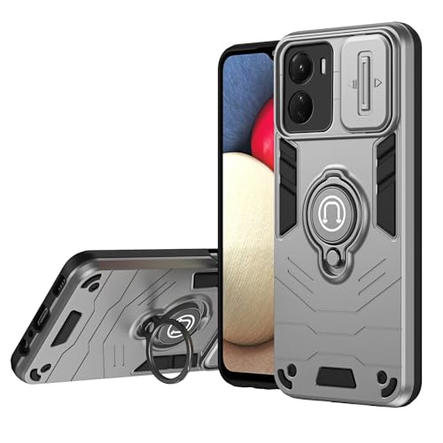 Telefonmode Kompatibel mit Vivo Y16/Y56-Hülle mit Ständer und Schiebekamera-Abdeckung, stoßfeste Hülle in Militärqualität, robuste Schutzhülle, kompatibel mit Vivo Y16/Y56-Telefon Handyhülle(Silver) Telefonmode Kompatibel mit Vivo Y16/Y56-Hülle mit Ständer und Schiebekamera-Abdeckung, stoßfeste Hülle in Militärqualität, robuste Schutzhülle, kompatibel mit Vivo Y16/Y56-Telefon Handyhülle(Silver) von ADVDJBV