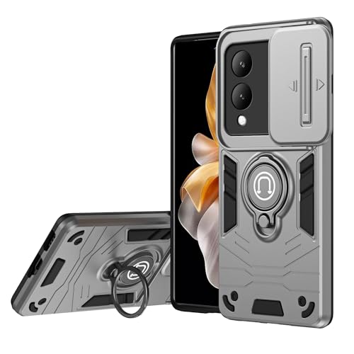 Telefonmode Kompatibel mit Vivo Y17S 4G 2023 Hülle mit Ständer und Schiebekamera-Abdeckung, stoßfeste Hülle in Militärqualität, robuste Schutzhülle, kompatibel mit Vivo Y17S 4G-Telefon Handyhülle(Silv Telefonmode Kompatibel mit Vivo Y17S 4G 2023 Hülle mit Ständer und Schiebekamera-Abdeckung, stoßfeste Hülle in Militärqualität, robuste Schutzhülle, kompatibel mit Vivo Y17S 4G-Telefon Handyhülle(Silv von ADVDJBV