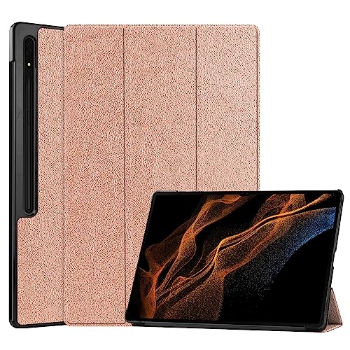 Tablet Cover Kompatibel mit Samsung Galaxy Tab S9 Ultra Case 14.6 Zoll Tri-Fold Smart Tablet Case, Hard Case PC Back Case Slim Case Multi-View Angles Stand Hard Shell Folio Case Cover with Auto Wa von ADVDJBV