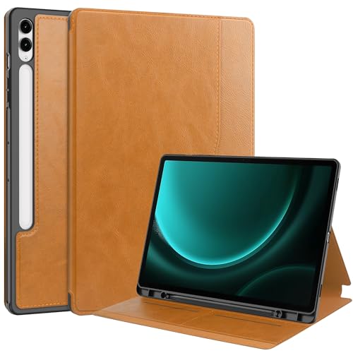 Tablet-Hülle Premium-Leder-Tablet-Hülle mit Klappdeckel, kompatibel mit Samsung Galaxy Tab S9 FE Plus SM-X610/SM-X616 12,4 Zoll, Schlaf-/Wachfunktion, Schutzhülle im Buchstil – Business-Ledertasche Ta von ADVDJBV
