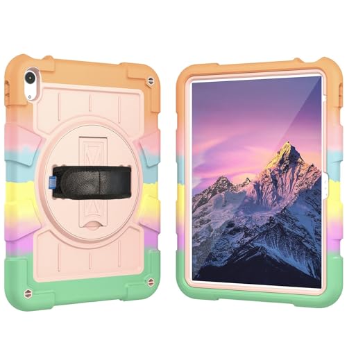 Tablet-Hülle Kompatibel mit iPad 10. Generation 10,9 Zoll 2022 Hülle, stoßfeste Kinderhülle, 360 Grad drehbarer Griff, Ständerhalterung, robuste Abdeckung, [Ständer] [Schultergurt] Tablet-Startseite(C von ADVDJBV