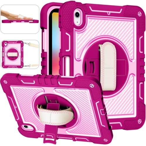 Tablet-Hülle Kompatibel mit iPad 11. Generation A16 11 Zoll 2025, Robustes, stoßfestes Schutzhüllen-Case mit Ständer Compatible with die 11. Generation (A16) 11 Zoll 2025 Tablet-Startseite(Rose Red) von ADVDJBV