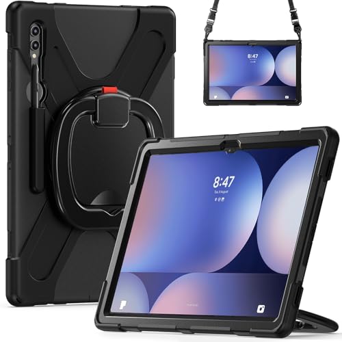 Tablet-Hülle Stoßfeste, robuste Hülle, kompatibel mit Samsung Galaxy Tab S9 Ultra 14,6 Zoll SM-X910 2023, mit um 360 Grad drehbarem Ständer, Hand-/Schultergurt, robuste Tablet-Hülle Tablet-Startseite( von ADVDJBV