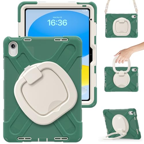 Tablet-Hülle Stoßfeste Hülle, kompatibel mit iPad Mini 7 (A17 Pro)/ Mini 7./6. Generation 8,3 Zoll Hülle (2024/2021), stabile Abdeckung mit drehbarem Ständer, robuste Tablet-Hülle mit Hand-/Schultergu von ADVDJBV