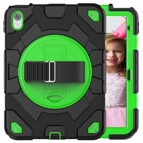 Tablet-Hülle Tablet-Hülle kompatibel mit iPad iPad (2022)/10,9 Zoll Hülle TPU + Hart-PC Ganzkörperhülle mit 360-Grad-Drehständer und Handschlaufe Robuste Abdeckung, stoßfeste, sturzsichere Hülle Table von ADVDJBV