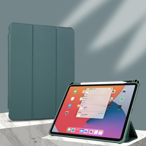 Tablet Hülle Tri-Fold Smart Tablet Hülle Kompatibel mit iPad Pro 12.9 Zoll 2020 mit Bleistift Halter, Klar Transparenter Rückseite, Schlanke Ständer Stoßfest TPU Hülle, Automatisches Aufwachen von ADVDJBV