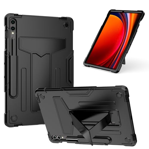 Tablet-Hülle Hülle kompatibel mit Samsung Galaxy Tab S9 Plus 12,4" 2023 X810/X816B/X818U, mit Ständer, dreilagige Hybrid-Ganzkörperhülle, robuste, stoßfeste Fallschutzhülle Tablet-Startseite(BLACK+BLA von ADVDJBV
