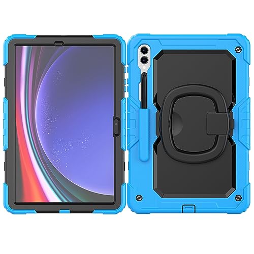 Tablet-Hülle Robuste, stoßfeste TPU-Hülle Compatible with Samsung Galaxy Tab S9 Plus 12,4 Zoll Modell 2023 (SM-X810/X816/X818), Kinderhülle, um 360 Grad drehbarer Griff, Standhalterung, Displayschutzf von ADVDJBV