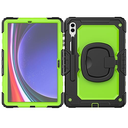 Tablet-Hülle Robuste, stoßfeste TPU-Hülle Compatible with Samsung Galaxy Tab S9 Plus 12,4 Zoll Modell 2023 (SM-X810/X816/X818), Kinderhülle, um 360 Grad drehbarer Griff, Standhalterung, Displayschutzf von ADVDJBV