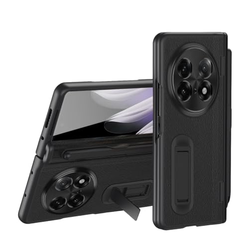 Telefonmode Compatible Hinged Case Compatible with OPPO Find N5 with S Pen,Leather Folio Flip Case Drop Shockproof Hard Full-Body Protective Cover with Screen Protector+Kickstand Handyhülle(Black) von ADVDJBV