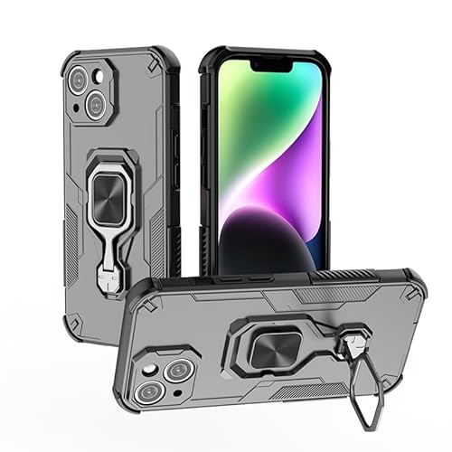 Telefonmode Fallschutzhülle, kompatibel mit iPhone 15 6,1 Zoll Hülle mit integriertem Ringständer, stoßfester, schlanker Schale mit weichen Kanten, rutschfester und sturzsicherer Schutzhülle Handyhüll von ADVDJBV