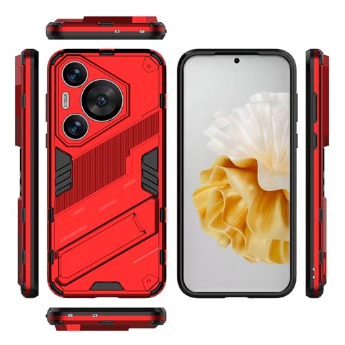 Telefonmodus, kompatibel mit Huawei Pura 70 Pro, stoßfeste Schutzhülle mit Ständer, Schutzhülle aus PC und TPU, kompatibel mit Mobiltelefonen (Rot) von ADVDJBV