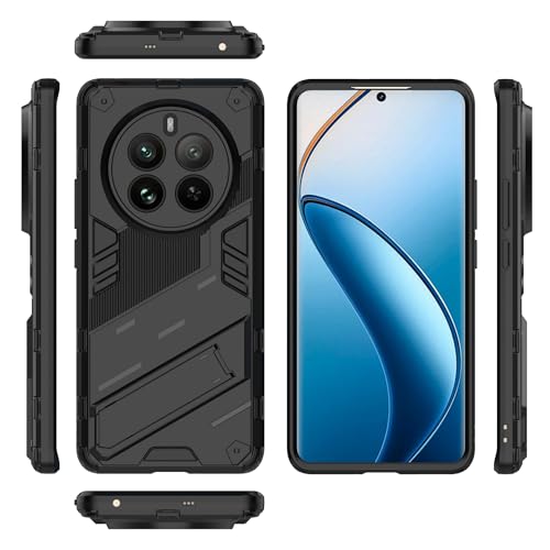 ADVDJBV Telefonmode Kompatibel Mit Oppo Realme 12 Pro 5G (Inlandsversion), Stoßfeste Schutzhülle Mit Ständer, Schutzhülle Aus PC Und TPU Handyhülle(Black) von ADVDJBV