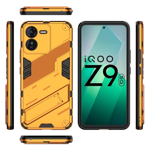 Telefonmodus, kompatibel mit Vivo IQOO Z9 5G, stoßfeste Schutzhülle mit Ständer, Schutzhülle aus PC und TPU, kompatibel mit Mobiltelefonen (Orange) von ADVDJBV