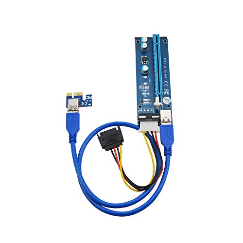 ADWITS 6 Pack | PCI-E 1x bis 16x Powered Riser Adapterkarte mit 60CM High Speed USB 3.0 Kabel, SATA auf Molex 4-Pin Stromkabel, Ethereum Mining ETH Miner Rig Kabel, GPU Riser Adapter von ADWITS