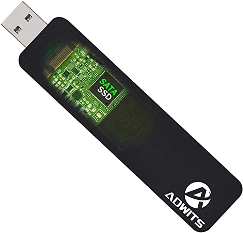 ADWITS USB 3.0 UASP zu SATA NGFF M.2 2230/2242/2260/2280 Schlüssel B oder B & M SSD SuperSpeed-Adapter, schnurloses externes Gehäuse für M.2 SATA-basierte SSD - Schwarz von ADWITS