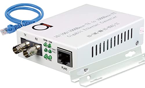Multimode ST Gigabit Fiber Media Converter,integriertes ST Fiber Modul 550 m (0.34 Miles) 850 nm,zu UTP Cat5e 10/100/1000 RJ-45,Auto Sensing Gigabit oder Fast Ethernet,Jumbo Frame,LLF Support von ADnet
