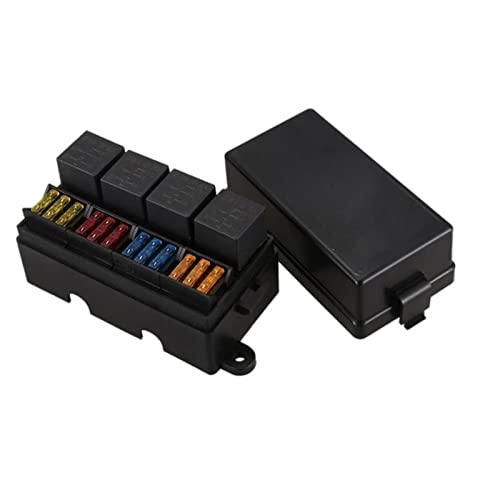 12-poliger Flachsicherungskasten mit Paddel-/Sicherungsklemme, 4-poliges 12V40A-Relais for elektrische Geräte von Autos, Booten, Booten JIZTGEDM (Size : With fuse) von ADovz