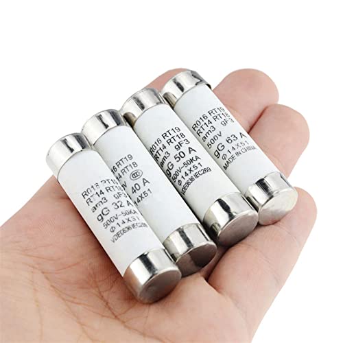 5PCS lange Abdeckung 14X51 Keramiksicherung 32A 40A 50A 63A Schmelzsicherung for RT18 R016 14 * 51 Sicherungskern JIZTGEDM (Color : Pattern Random, Size : 32A) von ADovz