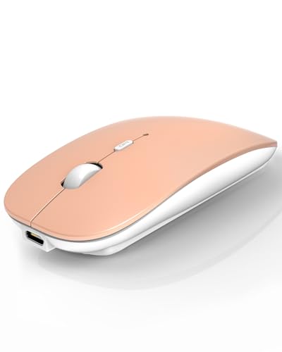 AE WISH ANEWISH Bluetooth Maus für Mac/iPad/iPhone/Android PC/Computer, wiederaufladbar, geräuschlos, Mini Kabellose Maus für Windows/Linux/Mac, 3 DPI Einstellbares Bluetooth 5.0 Orange von AE WISH ANEWISH