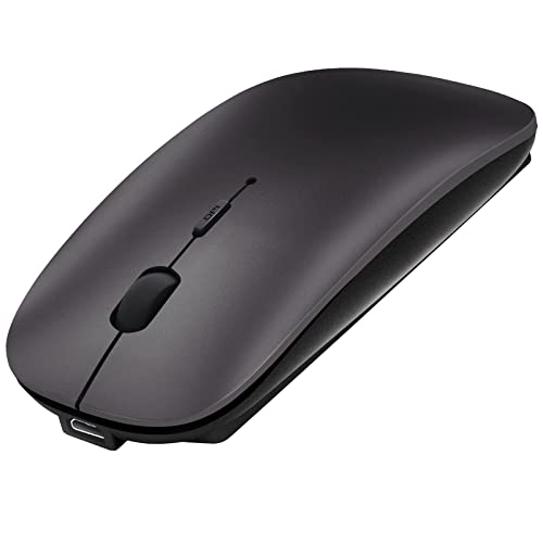 AE WISH ANEWISH Bluetooth Maus fur Laptop/iPad/iPhone/Mac (iOS 13.3.2 und höher) / PC/Tablet, Wiederaufladbare Leise Mini Maus für Windows/Linux, 3 DPI Einstellbar Grau von AE WISH ANEWISH
