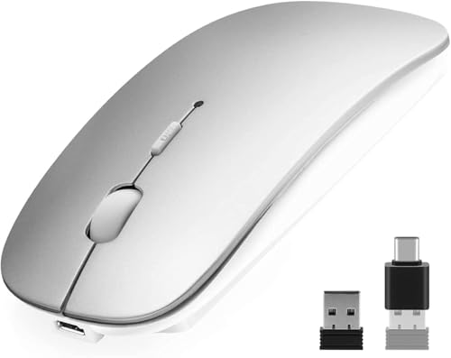 AE WISH ANEWISH Kabellos Bluetooth Maus with USB-C-Adapter fur iPad/iPhone/Mac/PC/Laptop/Tablet Wiederaufladbare Leise Mini Maus Kabellos 3 DPI Einstellbar von AE WISH ANEWISH