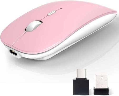 AE WISH ANEWISH Kabellos Bluetooth Maus with USB-C-Adapter wiederaufladbare Leise Mini Maus Kabellos für Mac Laptop PC Computer Tablet Android and Windows (Tri-Mode-violett) von AE WISH ANEWISH