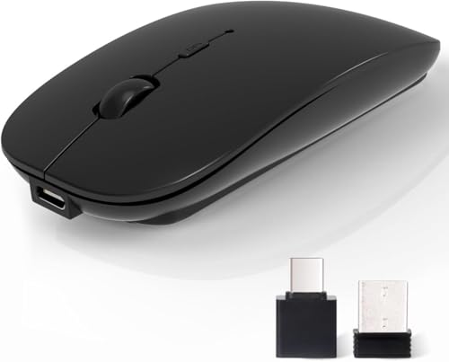 AE WISH ANEWISH Kabellos Bluetooth Maus with USB-C-Adapter wiederaufladbare Leise Mini Maus Kabellos für Mac Laptop PC Computer Tablet Android and Windows (Tri-Mode-violett) von AE WISH ANEWISH