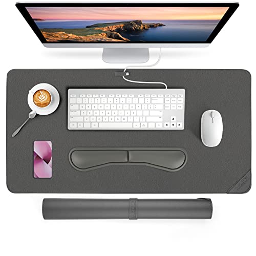 AECCN Leather Desk Mat and Keyboard Wrist Rest Set - Truffle Grey 80 X 40 cm von AECCN