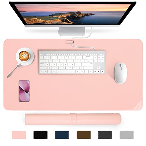 AECCN Leder Schreibtischunterlage - Premium Schreibtisch-Unterlage aus PU-Leder (Girlish Pink, 60 x 35 cm) für Kinder und Erwachsene, wasserdichte Mausmatte und Schreibtisch-Zubehör von AECCN