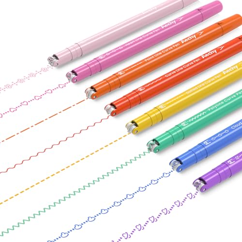 AECHY 8 farbige Kurvenstifte für Notizen, Doppelspitze Stifte mit 8 verschiedenen Kurvenformen und 8 Farben feine Linien, Curve Textmarker Stift Set für Kinder Journaling Notizen AECHY 8 farbige Kurvenstifte für Notizen, Doppelspitze Stifte mit 8 verschiedenen Kurvenformen und 8 Farben feine Linien, Curve Textmarker Stift Set für Kinder Journaling Notizen von AECHY
