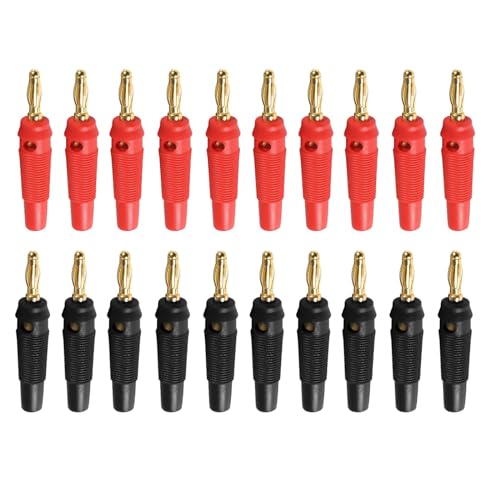 AEDIKO 20pcs Banana Plugs 4mm High Current Banana Plugs Stackable 32A Screw Type Solderless Banana Connector Adapter von AEDIKO