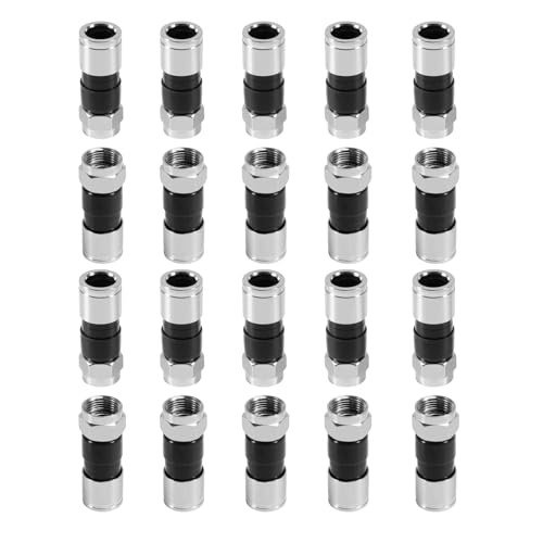 AEDIKO 20pcs RG6 Compression Connectors RG6 F Type Connector Coax Coaxial Compression Fitting (Black) von AEDIKO