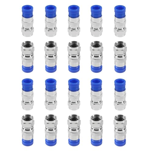 AEDIKO 20pcs RG6 Compression Connectors RG6 F Type Connector Coax Coaxial Compression Fitting (Blue) von AEDIKO