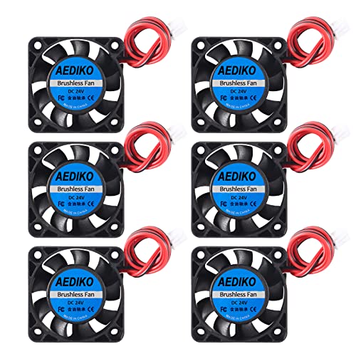 AEDIKO 6 x 4010-Lüfter, 24 V, 3D-Drucker, 40 x 40 x 10 mm, bürstenloser Mini-Ventilator mit 2-poliger Klemme für Ender 3 Pro 3X CR-10S 3D-Drucker von AEDIKO