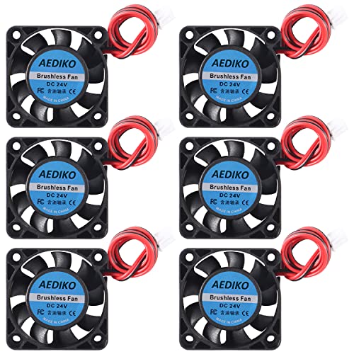 AEDIKO 6er-Pack 4010 Lüfter 40x40x10mm Mini Brushless-Lüfter 3D-Drucker-Kühlungslüfter mit 2-poligem Anschluss für 3D-Drucker, DVR und andere kleine Geräte (24V) von AEDIKO