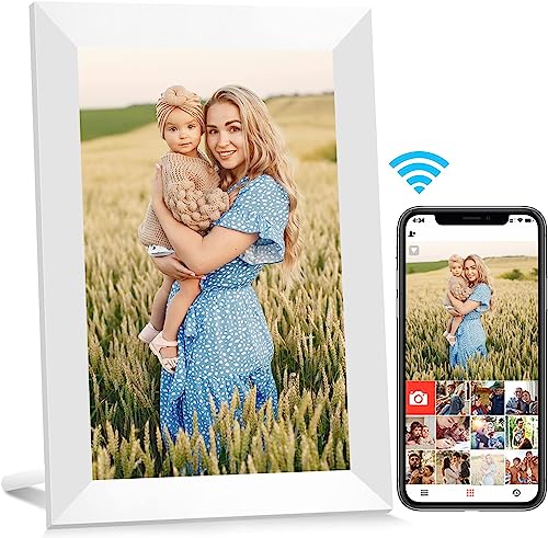 AEEZO WiFi Digitaler Bilderrahmen 10.1 Zoll IPS Touchscreen, Automatische Drehung, Einfache Einrichtung zur Gemeinsamen Nutzung von Fotos und Videos, 16 GB Digitaler Bilderrahmen (weiß) von AEEZO