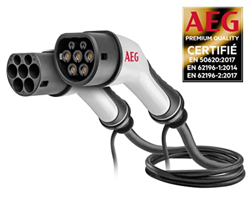 AEG 005123 Ladekabel für Elektro- und Hybridfahrzeuge, wiederaufladbar, 5 m, 16 A, dreiphasig, Stecker Typ 2, 11 kW, Schwarz AEG 005123 Ladekabel für Elektro- und Hybridfahrzeuge, wiederaufladbar, 5 m, 16 A, dreiphasig, Stecker Typ 2, 11 kW, Schwarz von AEG