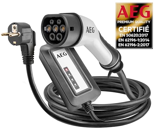 AEG 005125 Tragbares Ladegerät für Elektroautos, Hybrid, 230 V, 5 m, 16 A, einphasig, Typ 2 auf 230 V, 3,7 kW, Schwarz/Grau AEG 005125 Tragbares Ladegerät für Elektroautos, Hybrid, 230 V, 5 m, 16 A, einphasig, Typ 2 auf 230 V, 3,7 kW, Schwarz/Grau von AEG