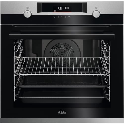 AEG BPE53506BM Einbaubackofen/Serie 6000 mit SurroundCook/Pyrolyse – Selbstreinigung/Touch-Bedienung/Grillfunktion/Display mit Uhr/Kindersicherung/A+ / Edelstahl mit Antifingerprint von AEG