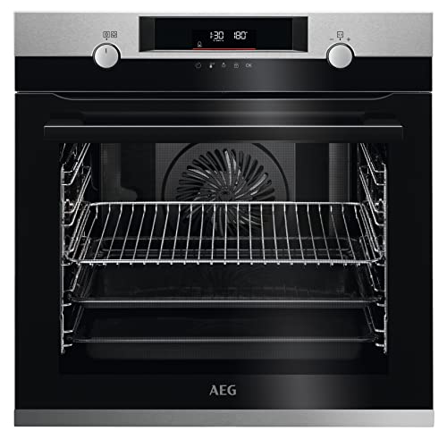 AEG BPE55526BM Einbau-Backofen / Pyrolyse Selbstreinigung / Serie 6000 Ringheißluft: gleichmäßige Garergebnisse auf 3 Ebenen / Feuchtigkeitszugabe / Made in Germany / 45 Automatikprogramme / Schwarz von AEG