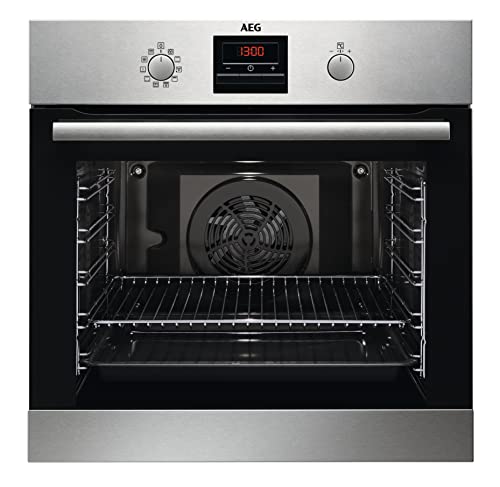 AEG BPS335061M Einbau-Backofen / Pyrolyse Selbstreinigung / Serie 6000 Ringheißluft: gleichmäßige Garergebnisse auf 3 Ebenen / 45 Automatikprogramme / LED-Touchdisplay / Schnellaufheizung / Edelstahl von AEG