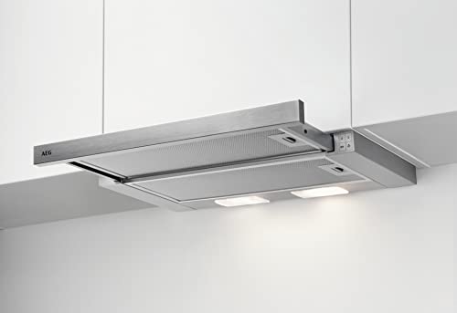 AEG DPS362AS Flachschirm-Dunstabzugshaube / Abluft oder Umluft / 60cm / Grau / max. 215 m³/h / min. 58 – max. 71 dB(A) / C / Kurzhubtasten / Grau von AEG