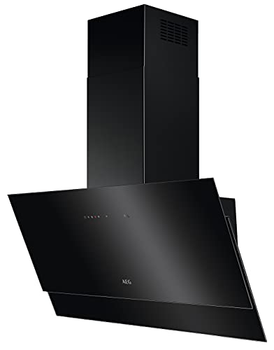 AEG DVE5971HB Kopffreie Wand-Dunstabzugshaube / Serie 9000 mit SilenceTech / Abluft oder Umluft / 90cm / Schwarz / Hob²Hood / max. 310 m³/h / min. 65 – max. 73 dB(A) / A / Touch-Bedienung / Schwarz von AEG