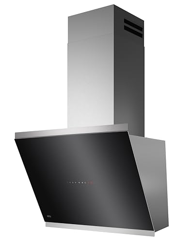 AEG Dunstabzugshaube Serie 7000 mit SilenceTech 60cm – kopffreie Wandhaube mit Glas – Ab- und Umluft – max. 760 m³/h im Abluftbetrieb mit max. 67 dB(A) – Lüftenfunktion – Edelstahl – GV77D61SL von AEG