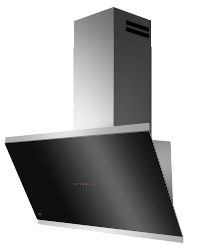 AEG Dunstabzugshaube Serie 7000 mit SilenceTech 90cm – kopffreie Wandhaube mit Glas – Ab- und Umluft – max. 760 m³/h im Abluftbetrieb mit max. 67 dB(A) – Lüftenfunktion – Edelstahl – GV77D91SL von AEG