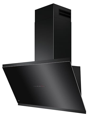 AEG Dunstabzugshaube Serie 7000 mit SilenceTech 90cm – kopffreie Wandhaube mit Glas – Ab- und Umluft – max. 760 m³/h im Abluftbetrieb mit max. 67 dB(A) – Lüftenfunktion – Schwarz – GV77D91SB von AEG
