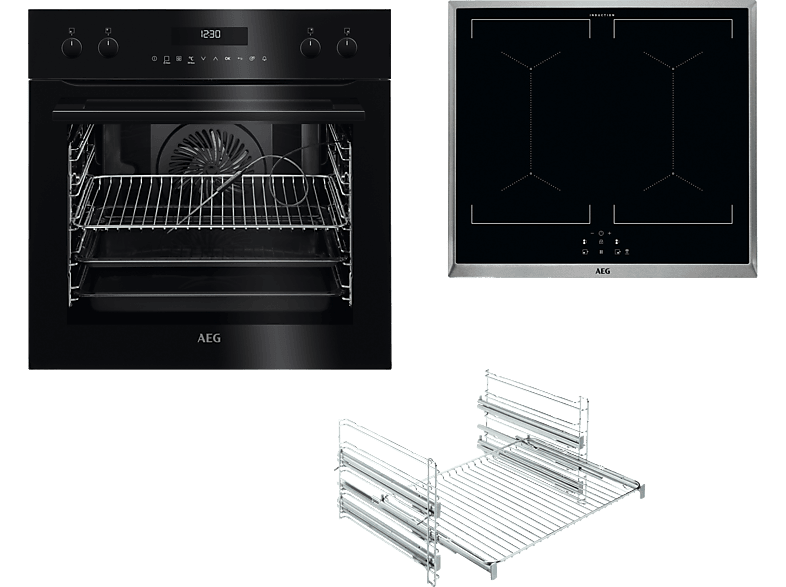 AEG HZ26B30I5R (EPS635220B+IEE64050+TR3LV) Serie 6000 SenseCook mit Kerntemperatursensor (mit Pyrolyse), Einbauherdset (Induktionskochfeld, A+, 71 l) von AEG