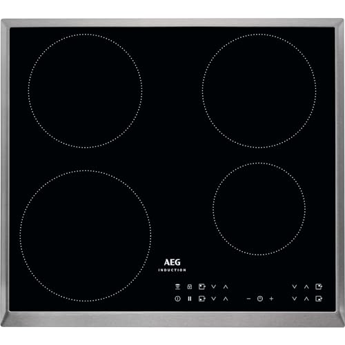 AEG Induktionskochfeld autark 60cm / 4 Zonen mit 4x Power-Funktion für schnelles Kochen / 14 Stufen / Edelstahlrahmen / Timer / Touch-Bedienung je Zone / kompatibel mit Haubenautomatik / IKB6430AXB von AEG